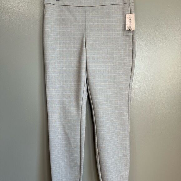 Nanette Lepore pull on grey white checkered ankle pants academia professional - Picture 14 of 16